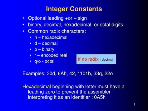 which of the following is a valid integer constant