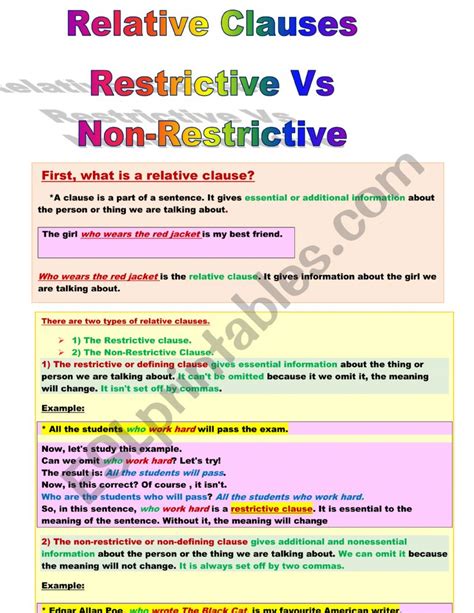 which of the following is an example of a non restrictive relative clause