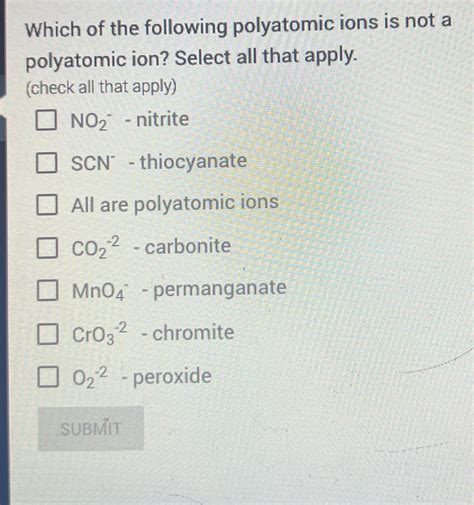 which of the following is not an example of a polyatomic ion