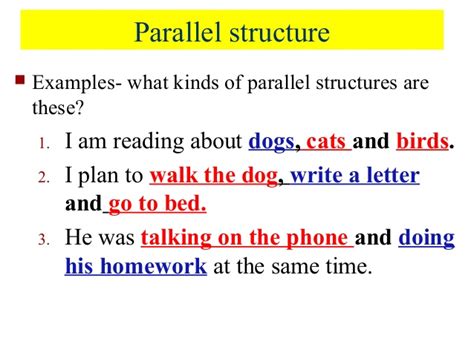 which of the following is not an example of parallel structure