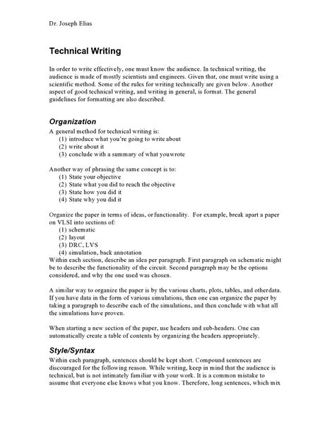 which of the following is not an example of technical writing