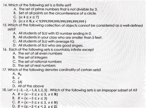 which of the following sets is finite