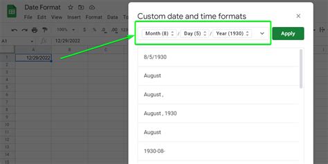which of these is an example of the default date format in google sheets
