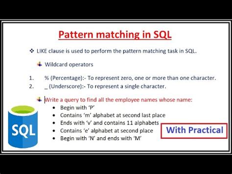 which operator performs pattern matching in dbms