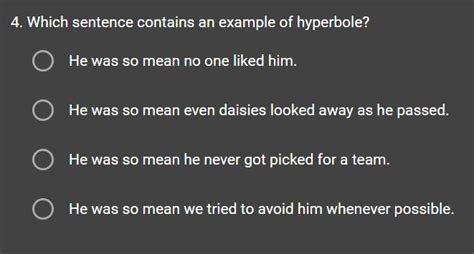 which sentence contains an example of a hyperbole