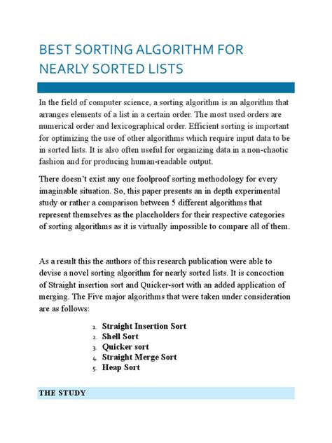 which sorting algorithm is best for nearly sorted data and why