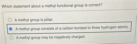 which statement about a methyl functional group is correct