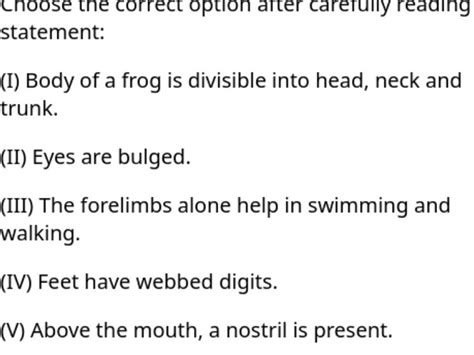 Which Statement For Frog Is Correct