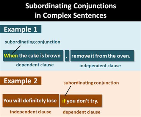 which two examples are complex sentences with subordinating conjunctions