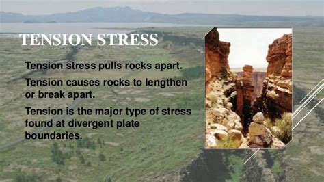 which type of stress pulls rocks apart causing them to lengthen or break