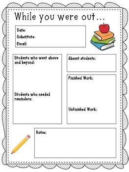 While You Were Out Substitute Template Free