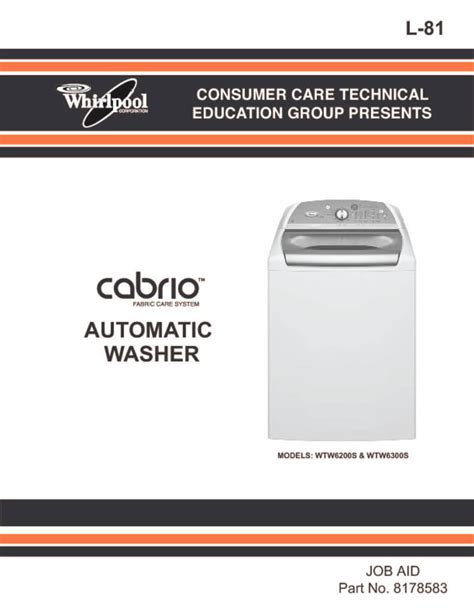 Whirlpool Cabrio Washer Repair Manual