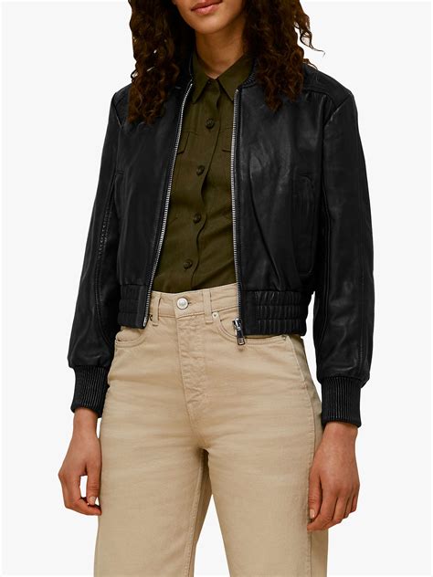 Whistles Cara Cropped Leather Biker Jacket in Black Lyst