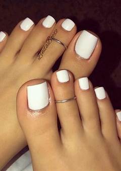 White Acrylic Toes Nails