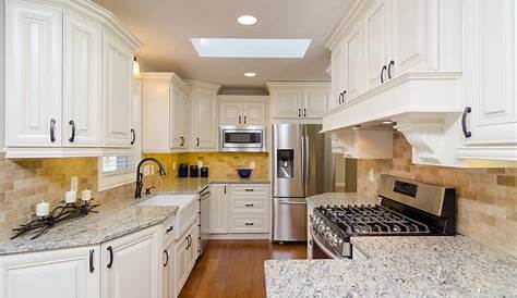 White And Wood Kitchen Cabinet Ideas A Stained Island Provides Contrast In