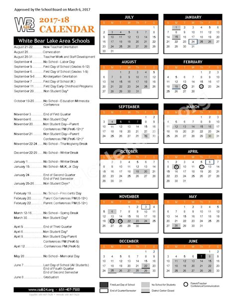White Bear Lake Schools Calendar