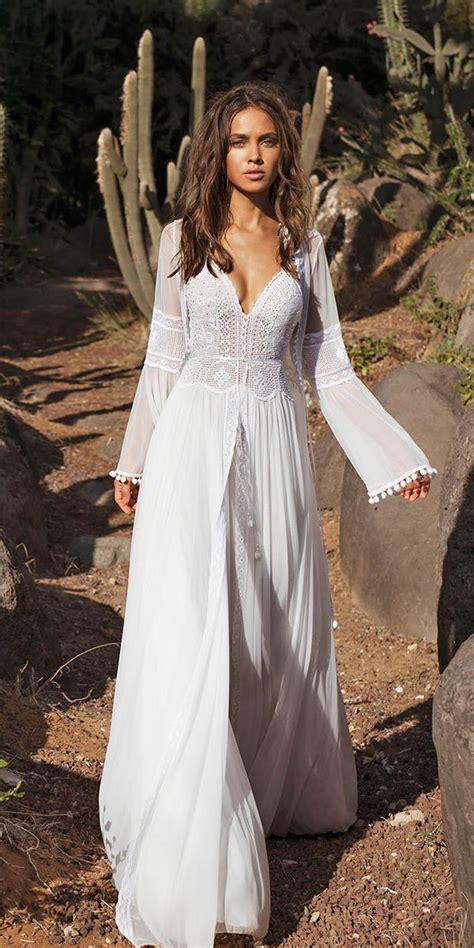 White Ruffle BOHEMIAN WEDDING Gauze Maxi DRESS / Beach Wedding Dress