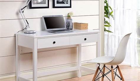 White Bureau Desk Modern Computer , Home Office Writing Study With