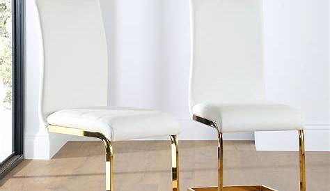Perth White Leather Dining Chair Gold Leg Furniture Choice