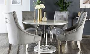 White Mirrored Dining Table With 4 Grey Velvet Chairs & 1 Bench Bun