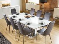 200cm 8 Seater white marble dining table and chairs Homegenies