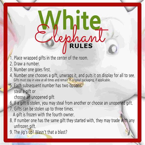 White Elephant Gift Exchange Rules and Printables White elephant