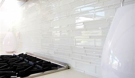 Harris | Glass backsplash kitchen, White glass tile, Herringbone tile