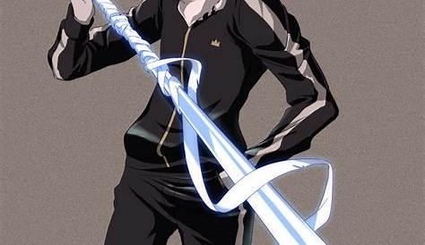 Long white hair anime guy with sword in moonlight | Chàng trai anime