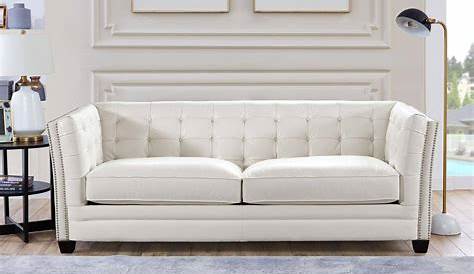 Buy Hydeline Monaco-9818SO2175H Sofa in Pearl White, Top grain leather
