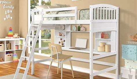 White Loft Bed With Desk And Storage Huckleberry Bunk s For Kids Xiorex