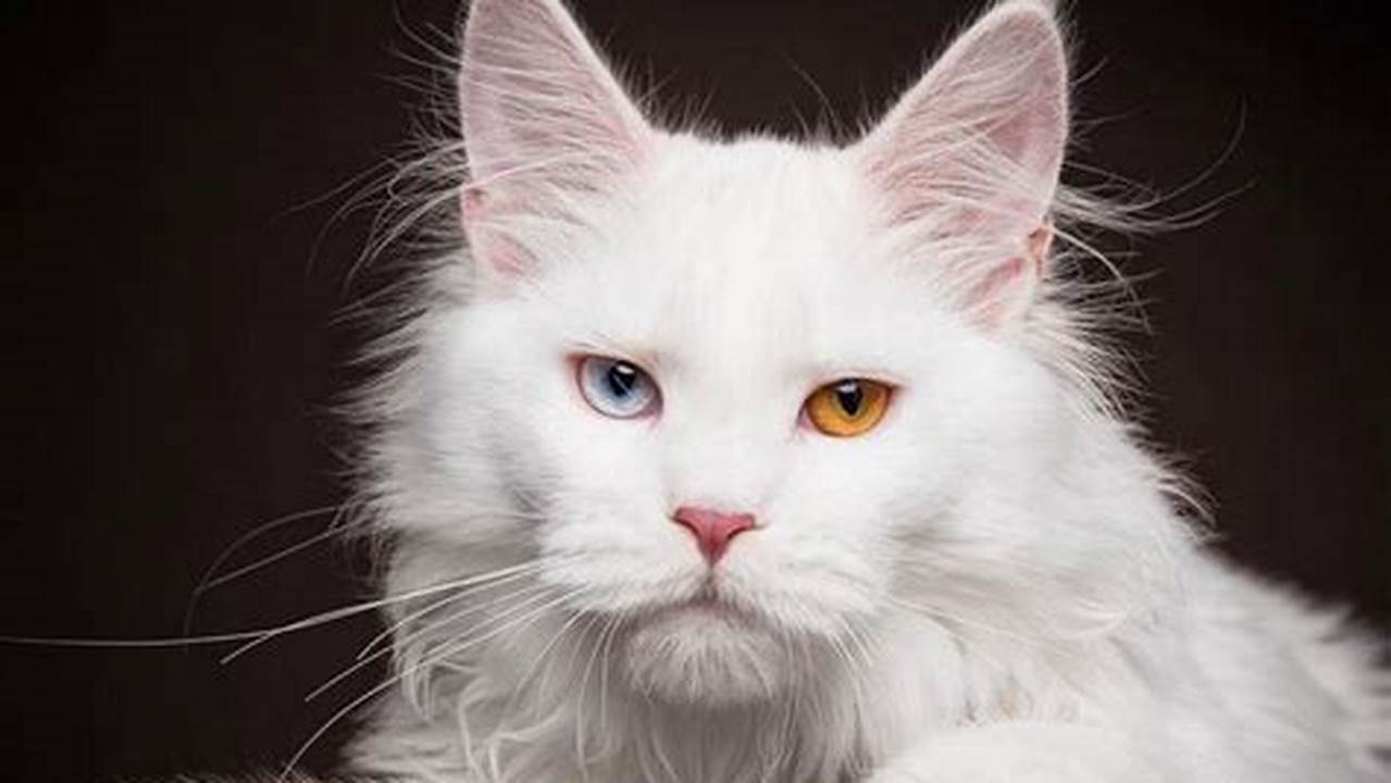 White Maine Coon Cat Blue Eyes