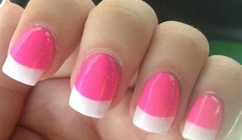 Pink And White Acrylic Nails With Design French Tips