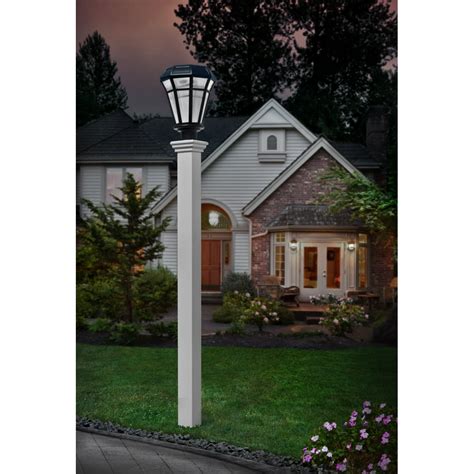 SOLUS 7 ft. White Outdoor Direct Burial Lamp Post with Convenience