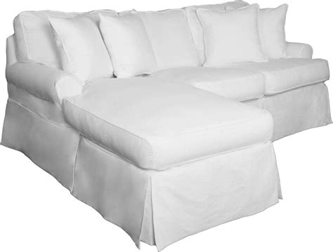This White Slipcovered Sofa With Chaise For Small Space