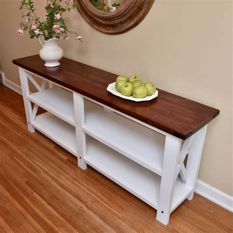 Popular White Sofa Table With Wood Top Best References