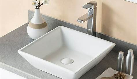 American Imaginations White/Enamel Glaze Ceramic Vessel Square Bathroom