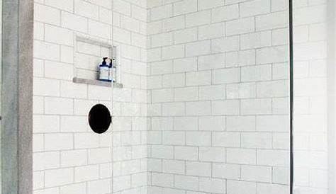 White, 2x3 subway tile shower | White subway tile bathroom, Tile shower