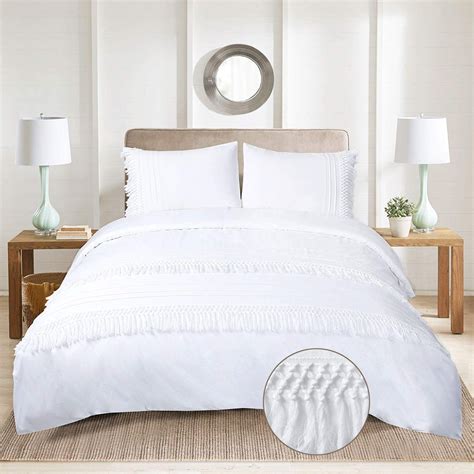 White Bedding for King Bed with Extended Length and Width with Textured
