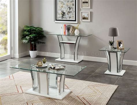 White And Chrome Coffee Table Set