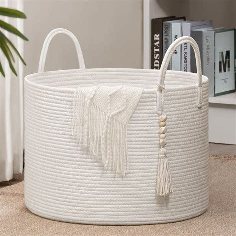 White Basket For Blankets