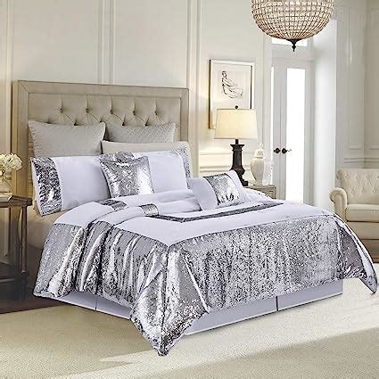 White Bedding With Silver Sequins
