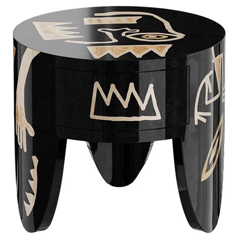 White Black Bedside Table