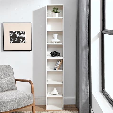 White Bookcase Tall Narrow
