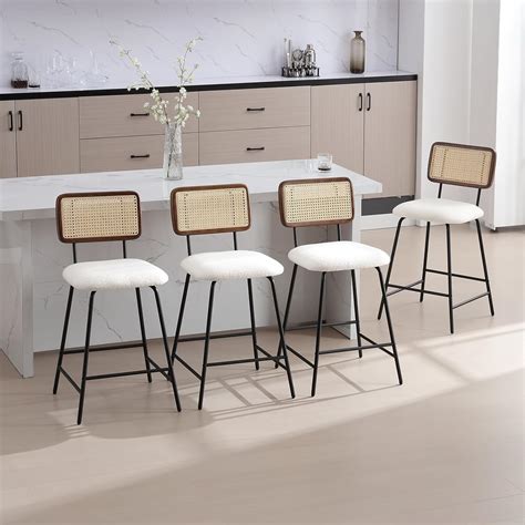 White Cane Back Bar Stools