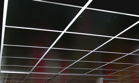 White Ceiling Tiles With Black Grid