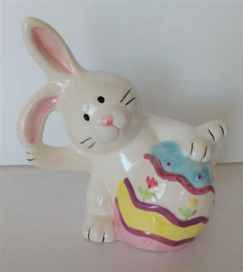 white ceramic easter bunny decor