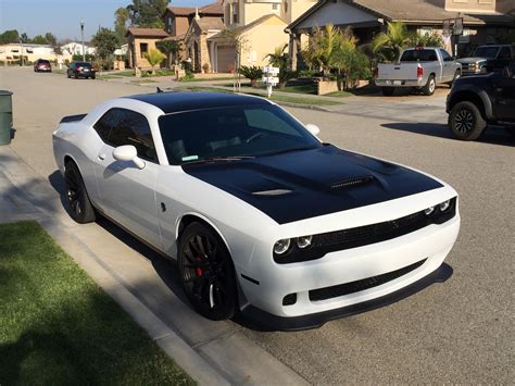 white challenger with black hood
