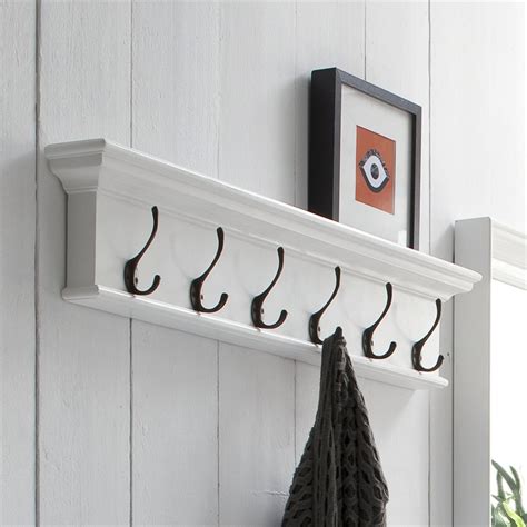 White Coat Hook Rack Shelf