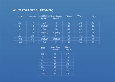White Coat Sizes