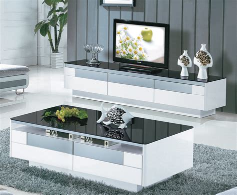 white coffee table and tv stand set